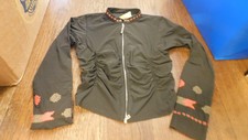 Vtg Fabulous Marithe + Francois Girbaud Black Gathered Embroidered Jacket Sz 6