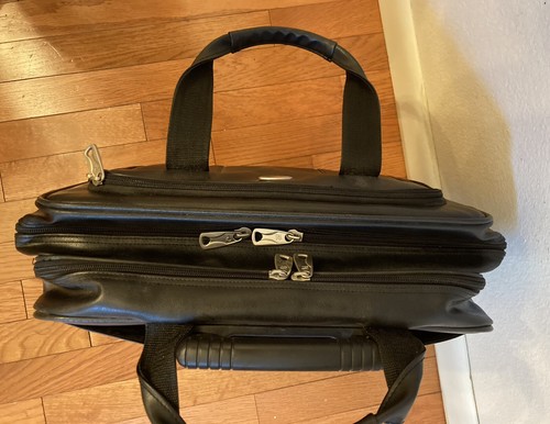 American Tourister Black Rolling Laptop Bag Briefcase Telescopic Handle EUC - Picture 8 of 10