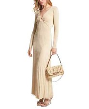Michael Kors Womens O-Ring V-Neck Maxi Dre Gold XS M