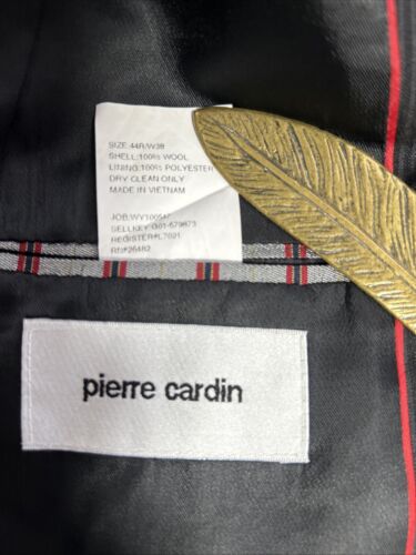 Pierre Cardin 44R Black On Black Striped Wool Suit Pants 38 - Picture 3 of 11