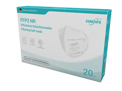 EUROPAPA® 20x FFP2 Atemschutzmaske 5-Lagen Staubschutzmasken einzeln Verpackt