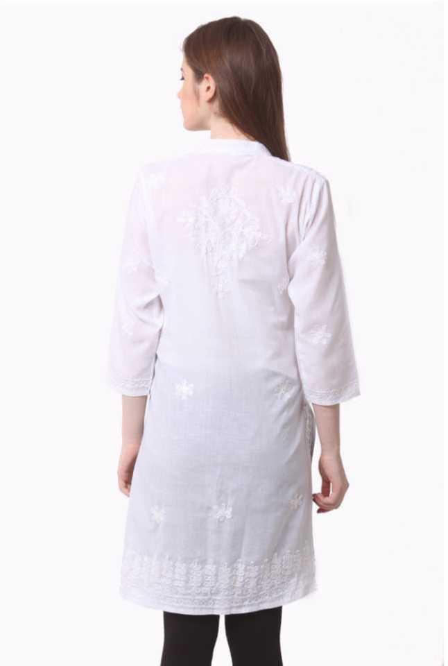 Ekaya Cambric Cotton Kashmiri Gala Chikankari Top - TheChikanLabel |  Lucknow Chikankari Kurtis & Suits