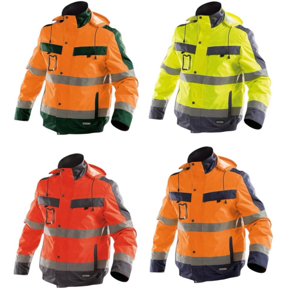 HI VIZ JACKETS VISIBILITY SECURITY WORK CONTRACTOR WATERPROOF PADDED HOODED COAT - Image 3 of 4