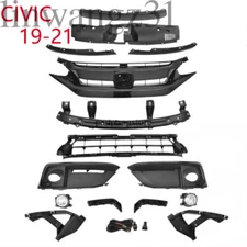 15PC Front Upper Lower Grill Mesh Fog lamp Bumper Brackets For CIVIC 2019-2021