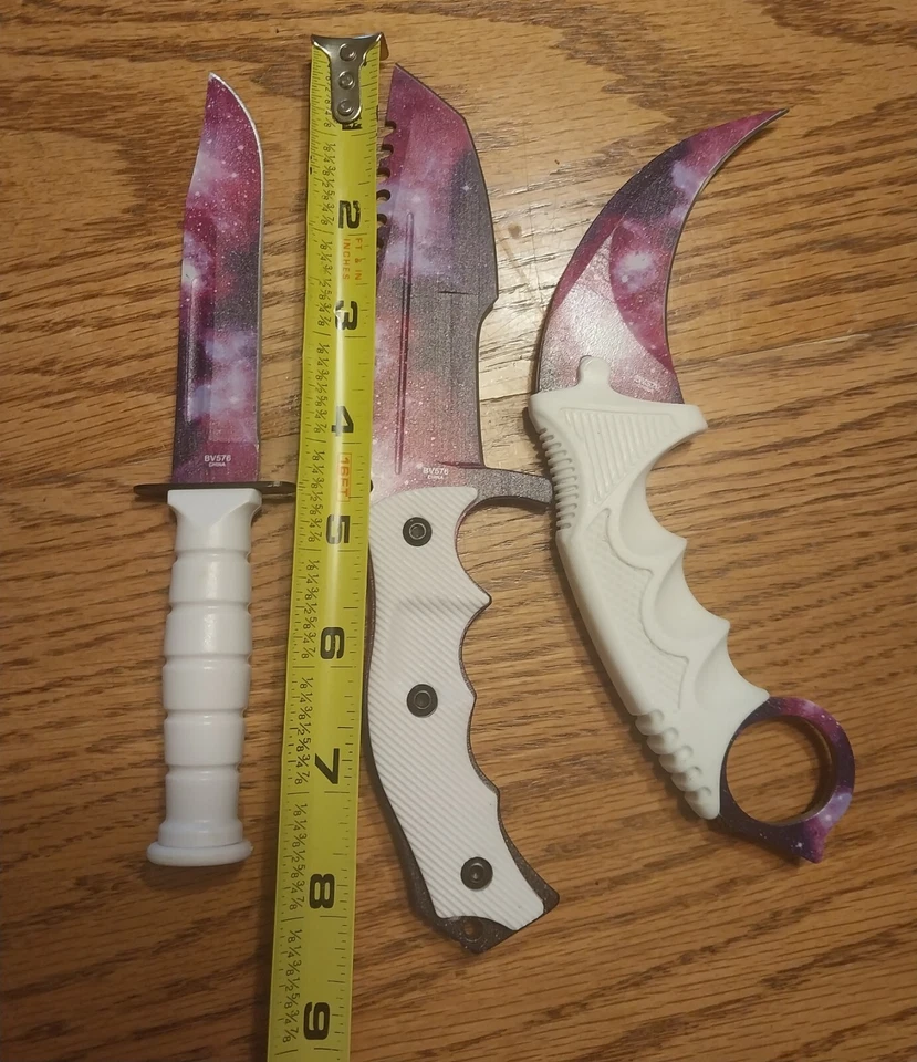 Juego de cuchillos blancos galaxia Black Legion 3 piezas Karambit supervivencia fijo Foto 2 de 4