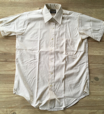 Vintage Ultimo Short Sleeve Single Stitch Shirt New Old Stock 70s Men's 15 TAN