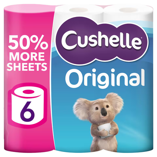 Cushelle Original Mega Toilet Rolls 50% More Sheets 6 Rolls (Case of 1 & 4) - Picture 9 of 12