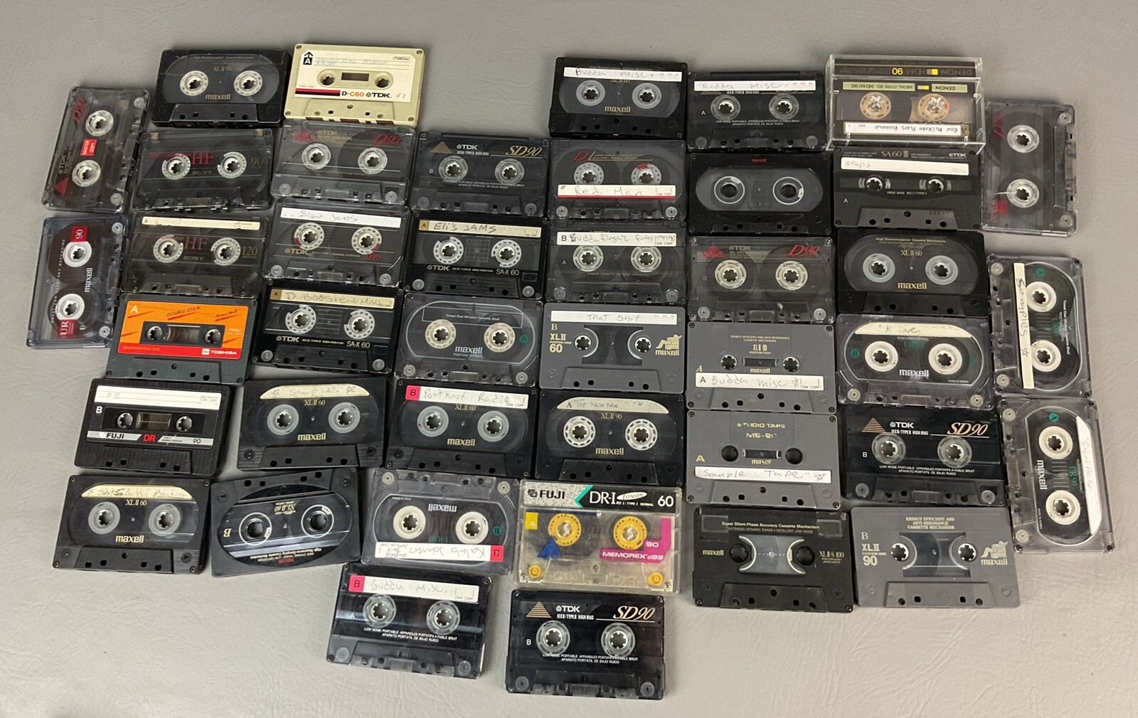 Lot of 42 Previously Recorded Audio Cassette Tapes Blank Most With No Cases