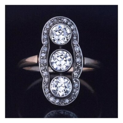 Unique 2CT Round Lab Created Diamond 2-Stone Women's Ring 14K 2-Tone Gold Finish
