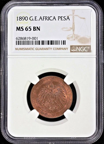 German East Africa 1890 Pesa in NGC MS 65 BN