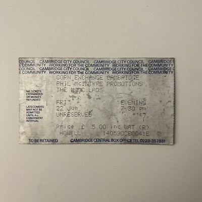 The Macc Lads - Original 1990 Cambridge Concert ticket stub RARE Punk!!