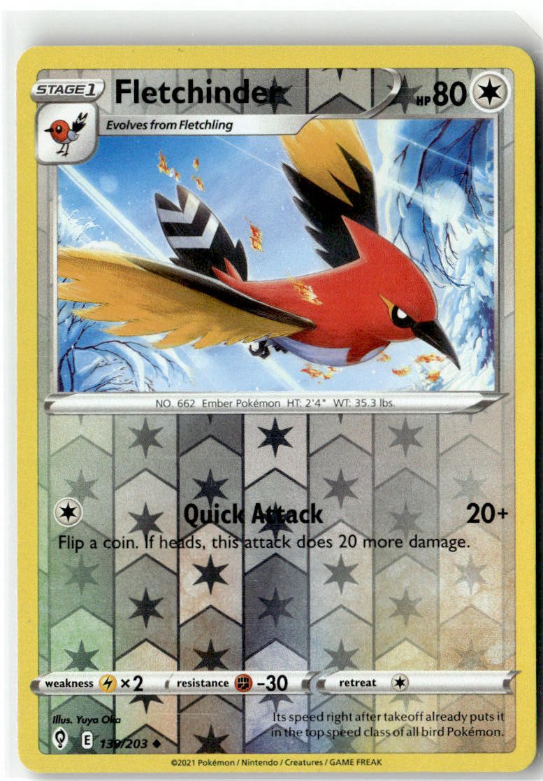 Fletchinder 139/203 Uncommon Evolving Skies Pokemon Reverse Holo NM/M