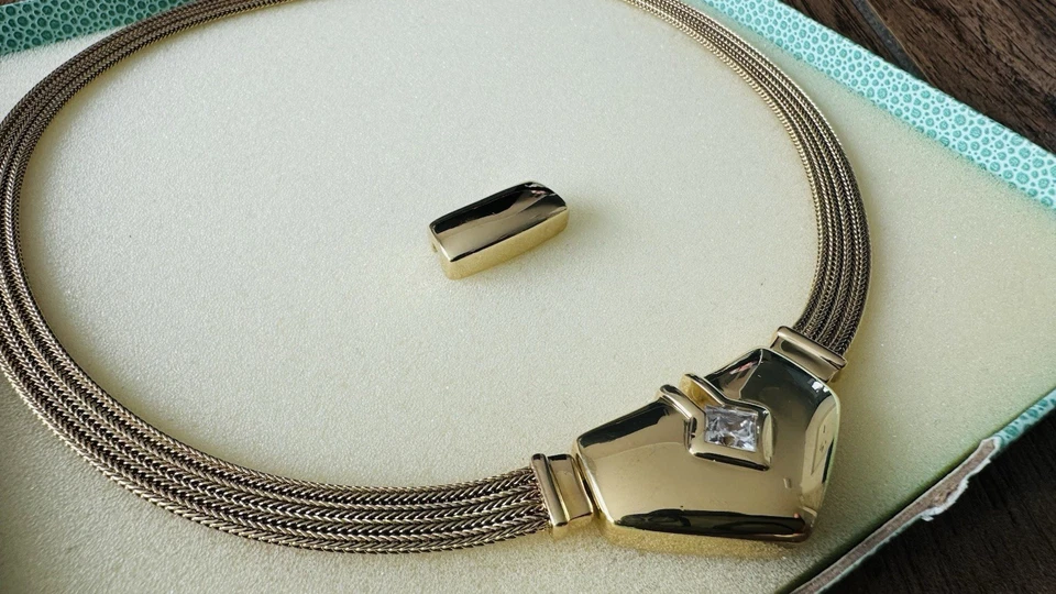 Pierre Lang Magnetcollier Kette Halsreif Gold Strick Magnet Collier 2 Motive - Bild 3 von 4