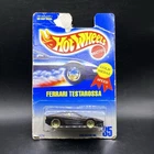 Hot Wheels Ferrari Testarossa #35 Black w Gold Laced Rims Vintage Toy Bad Card