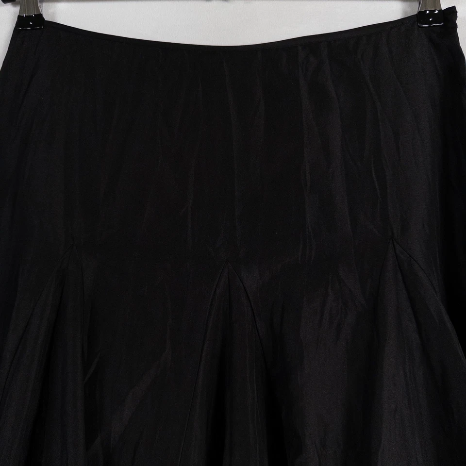 Tape Measure Maxi Skirt Womens 6 Black Gored Flared Taffeta Witchy Elegant Goth - Image 2 of 4
