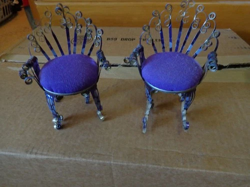 Vintage metal soda can chair & rocker pin cushion SET