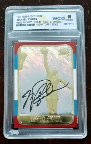 1998 MICHAEL JORDAN Fleer 23kt Gold Prism Halo Refractor Graded 10 Gem MT By WCG