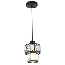 Unbranded 1-Light Crystal Black Mini Pendant Light for Kitchen Island