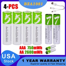 4PCS 1.5V 750mWh 2600mWh AA / AAA Battery USB Rechargeable Lithium ion Batteries