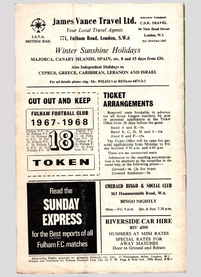 Fulham v Manchester United 1967-1968 Division One 12/04/1968 - Image 2 of 2