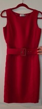 CALVIN KLEIN Red Sleeveless Belted  Fully Lined Sheath Dress Sz 4
