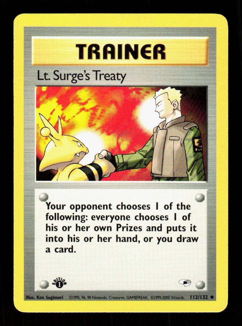 Lt. Surge's Treaty 112/132 Uncommon Gym Heroes Pokemon 1st Edition NM