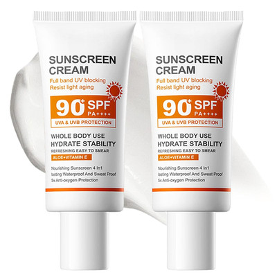2 Pack SPF 90 Sunscreen Broad Spectrum Face & Body Water Resistant 3.4 Oz