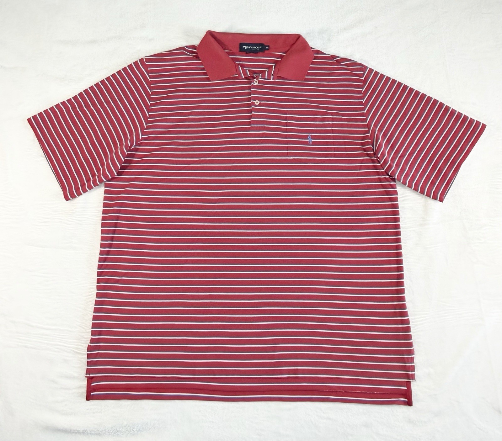 Polo Golf Ralph Lauren Vintage Men’s RWB Striped Pima Cotton Polo Shirt, 2XL