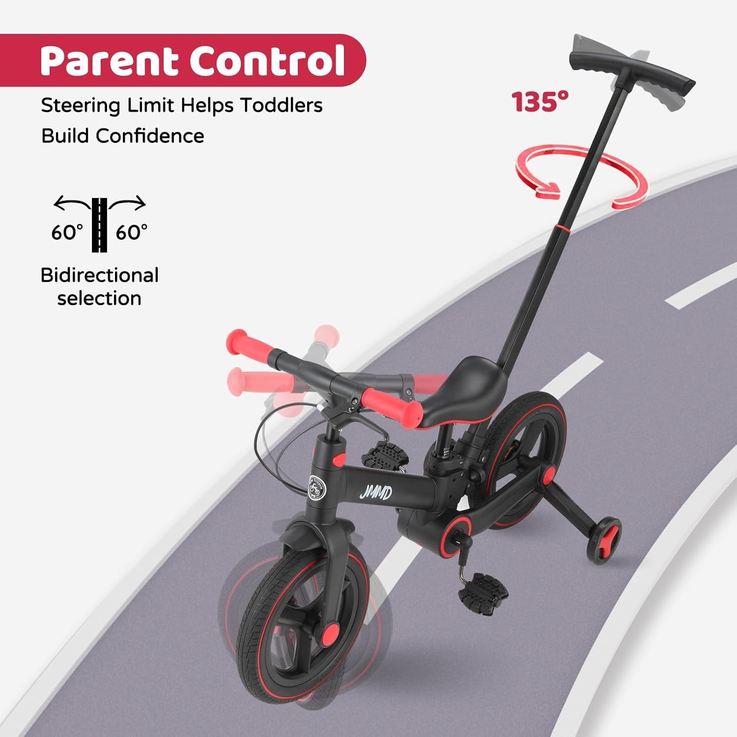 6 in 1 Toddler Bike with Push Handle for Kids 18-60 , 12" Foldable Balance Bi... thumbnail 4