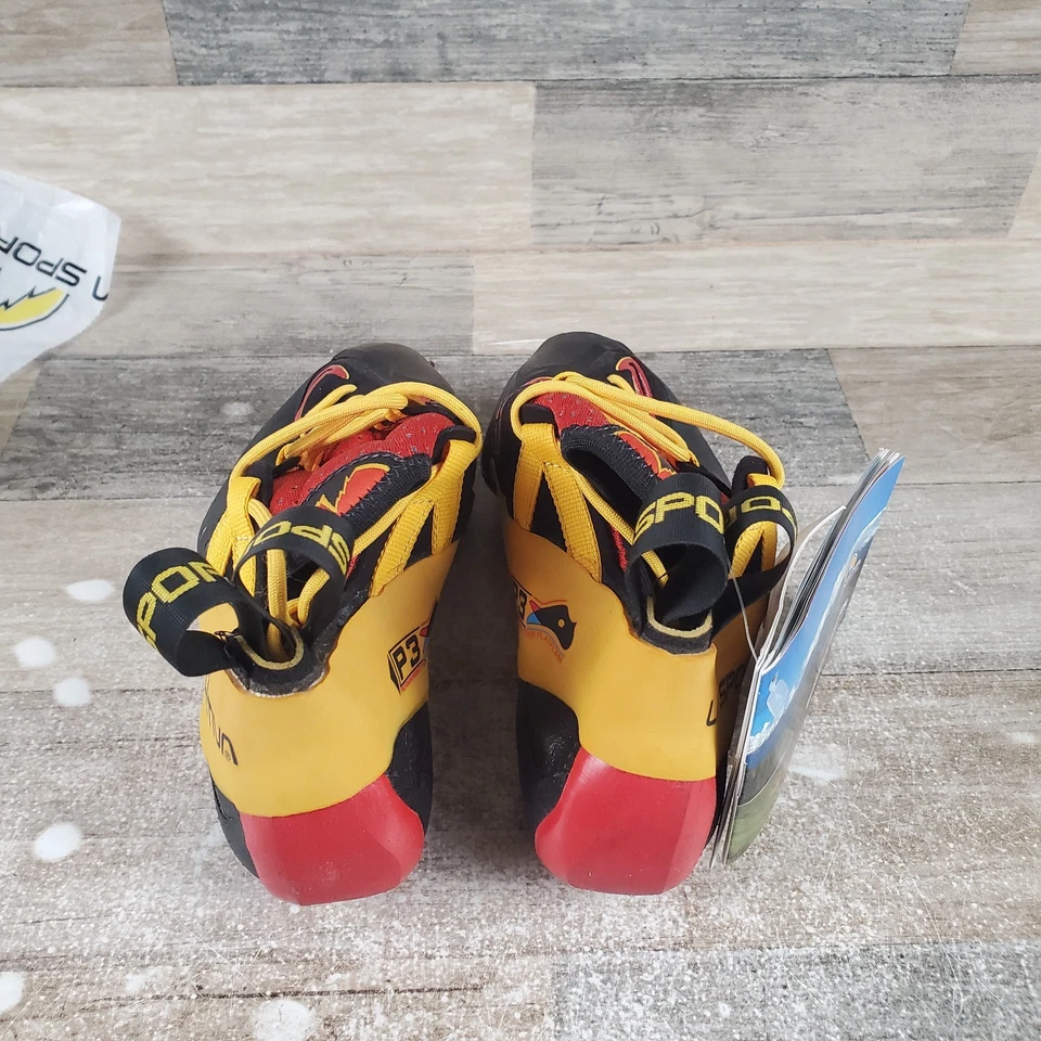 Zapatos de escalada La Sportiva Genius para mujer talla 6 rojo negro amarillo con cordones Foto 3 de 4