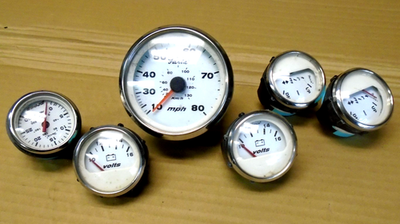 #ad Used Wellcraft Faria Instrument Gauges Speed Volts x2 Trim x2 amp; Pressure $93.49