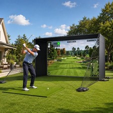 Golf Simulator Enclosure Cage Indoor 10.17ft L x 8.20ft H HD Impact Screen