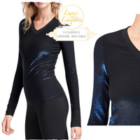 Wilma Pullover By Wolford S Small Navy Opal Black Langarm Shirt Mit Glanz FäDen
