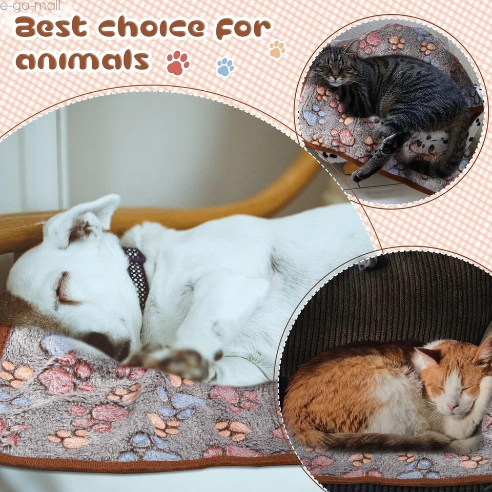 Cojín de cama manta suave polar con estampado de patas pequeñas para mascotas 4 piezas Foto 4 de 4