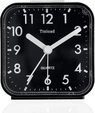 Small Battery Operated Analog Alarm Clock Silent Non Ticking, Ascending Beep ...