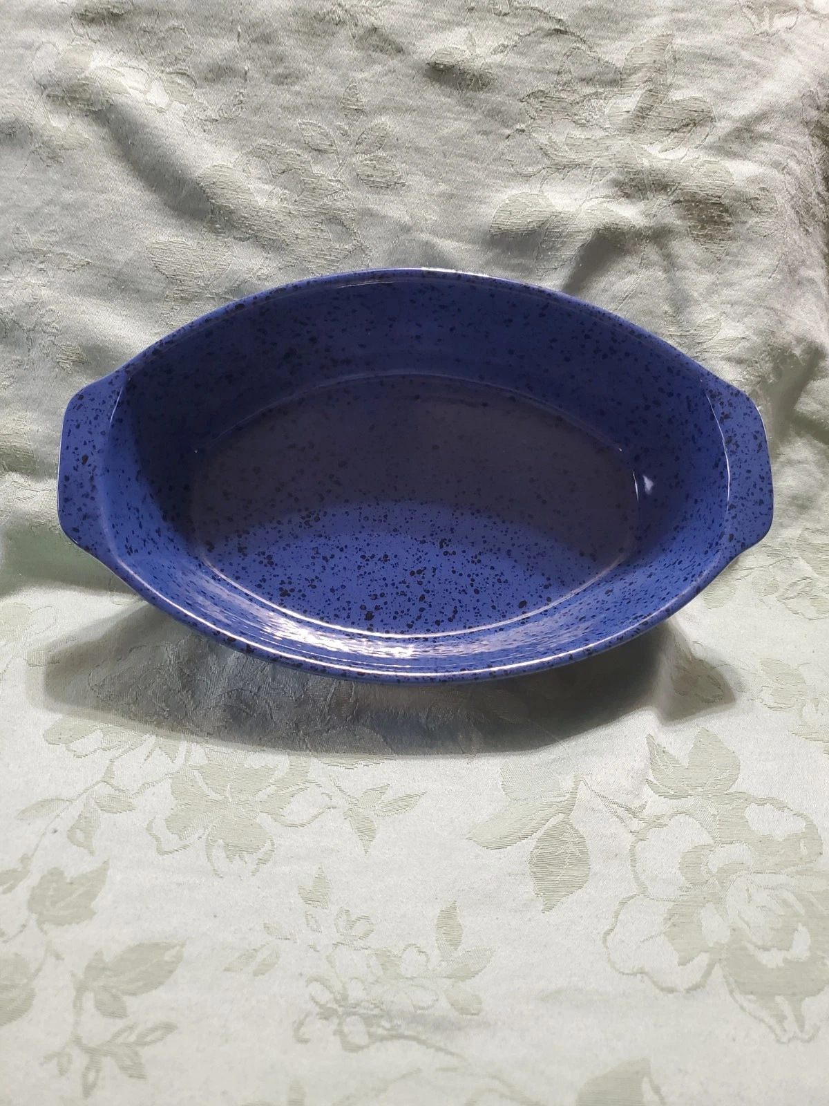 Cerutil Stoneware Portugal Blue & Black Speckled Casserole Dish 11x7x2.5, EUC