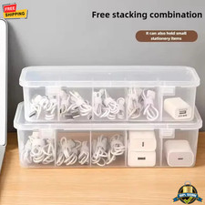 1 pc Transparent Cable Storage Box with Lid Dust-Proof Compartment Organizer