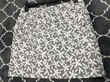 Lands End Womens 14 Skirt Skort Black White Floral Stripe with Attached Short