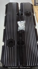 197687 Jeep Amc Black Fabricated Aluminum Finned Valve Covers V8 304 360 G1n