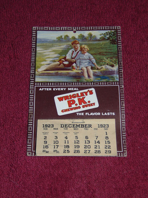 ORIGINAL ''WRIGLEY'S P. K. CHEWING GUM'' JAN. - AUG.  1924 CALENDAR