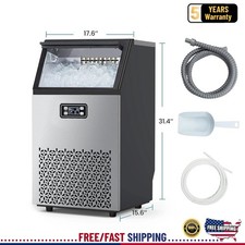 100Lbs Commercial Ice Maker Machine 33Lbs Storage w/ LED Display & Self-Cleaning