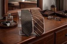Robert Talbott for Jacobson’s Hand Sewn Silk Tie USA Made Brown Stripe~ paisley