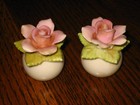 VTG. Cute Pink Roses Salt and Pepper Shakers 2" H Plastic Stoppers — photo 3