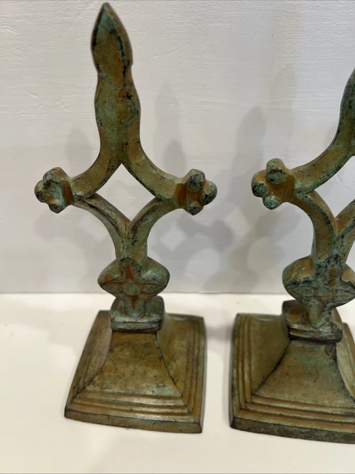 Cruz Acabada Vintage Arquitectónica Decorativa Hierro Fundido Pintado Verde Foto 3 de 4