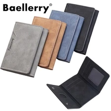 Men's Mini Trifold Wallet Money Pocket Leather Clutch Credit Card Holder Purse