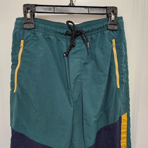 American Eagle Men's S Green Black Yellow Nylon Colorblock Stripe Jogger (Flaw) - Picture 3 of 13