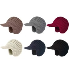 Image of Thermal Fleece Lined Knit Beanies Ear Flap Hat For Winter Outdoor Cold Weather