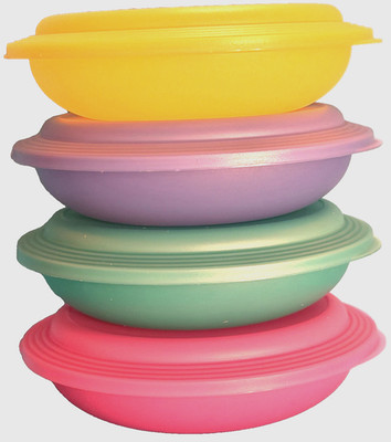 Set of (4) TUPPERWARE IMPRESSIONS Medium Low Bowls ~ #3547A-4 Multi 700ml ~ RARE