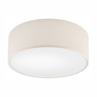 Deckenlampe Deckenleuchte Stoff Ø 35 Cm H: 13 Cm Creme Blendarm Rund Flach E27