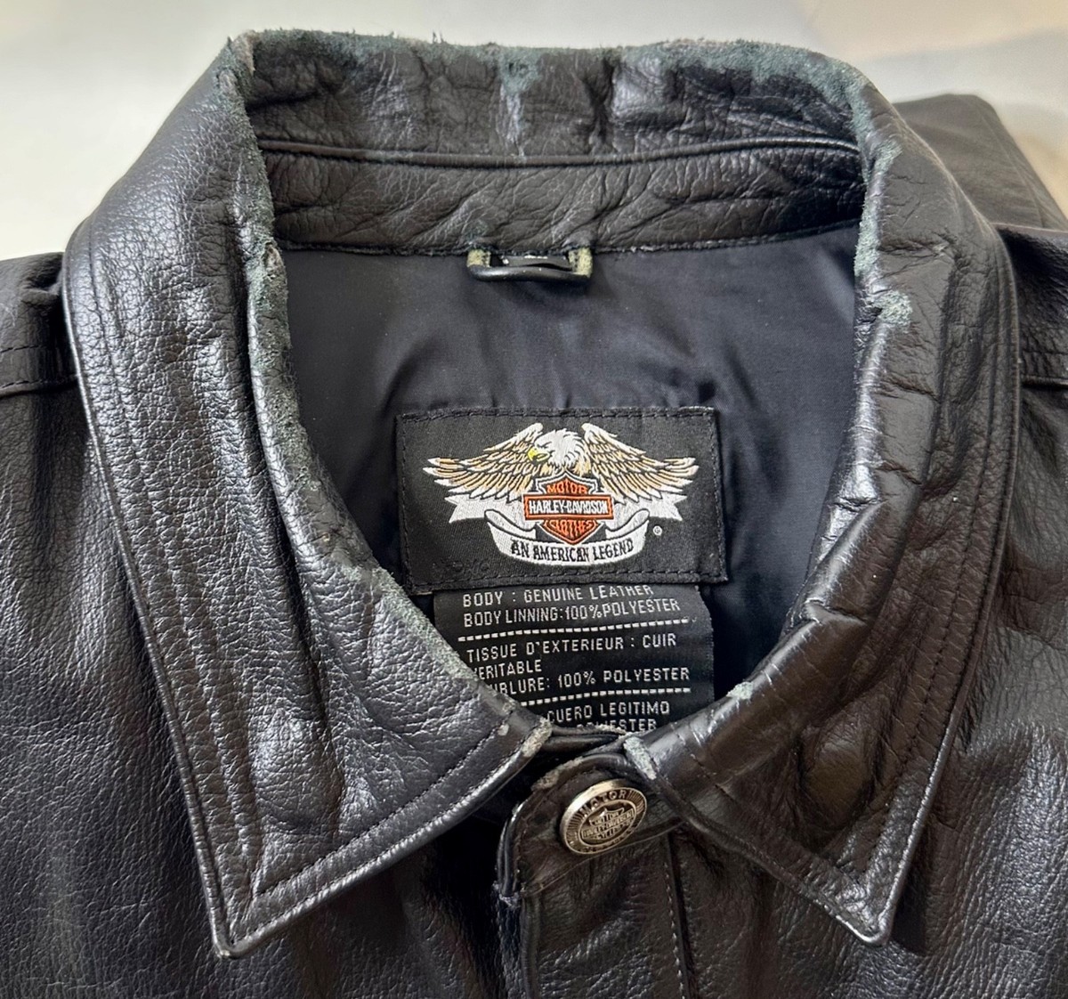 Men's Genuine Leather Harley Davidson Black Shirt Jacket SIZE LARGE READ View 2